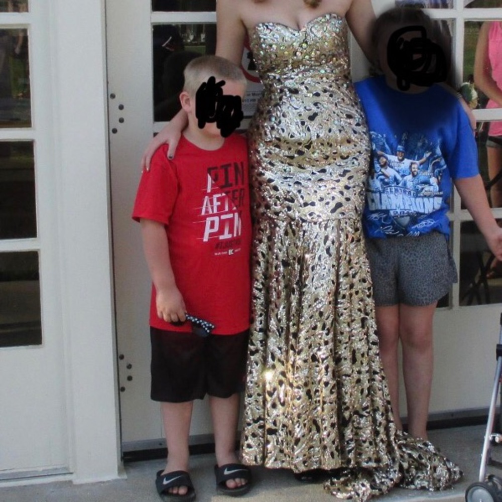 GOLD Rhinestone Prom Dress - Picture 6 of 7